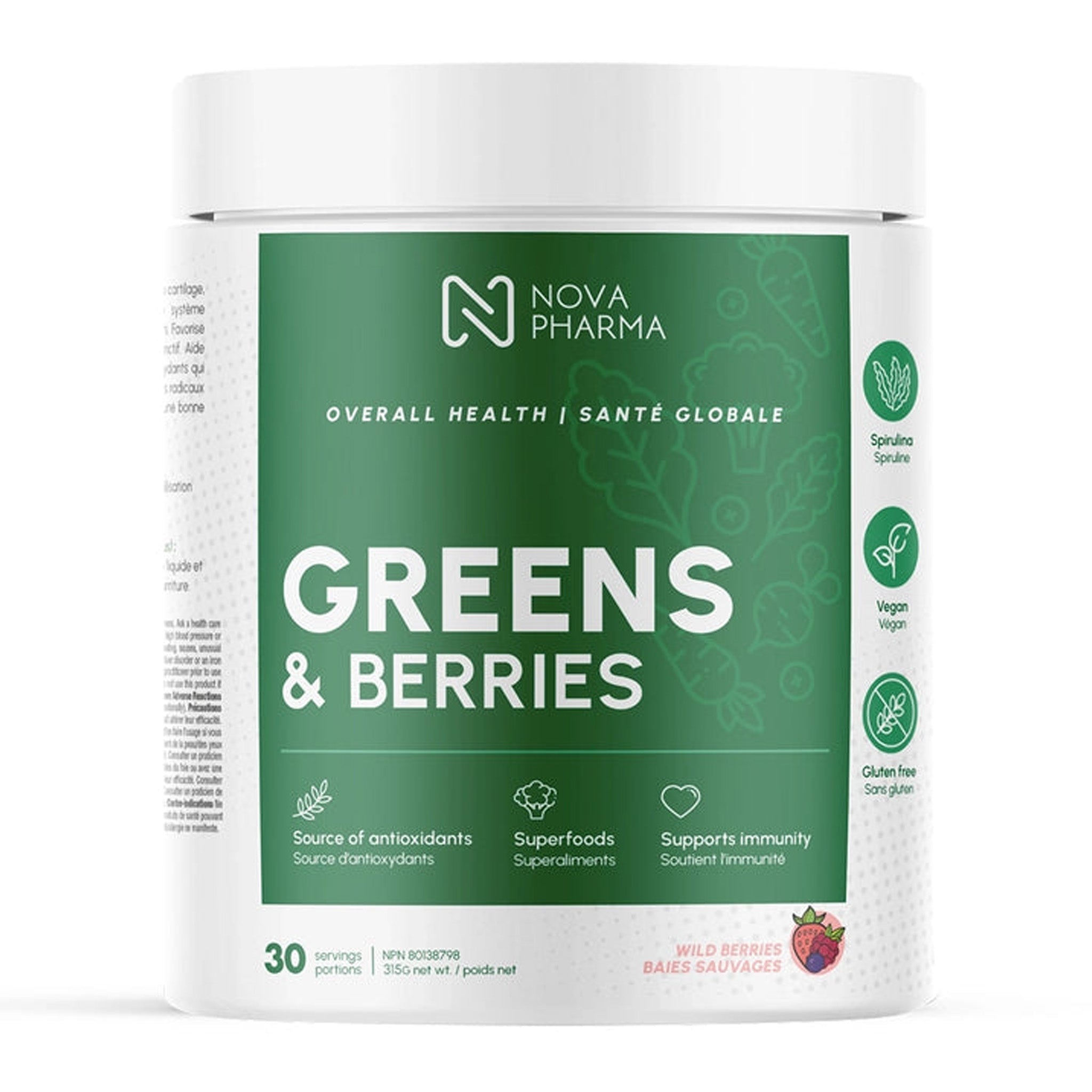 GLORIE VITA CAPSULE 330mg x 120粒 Nova Pharma Greens and Berries (30 Servs) – Vita Plus Canada