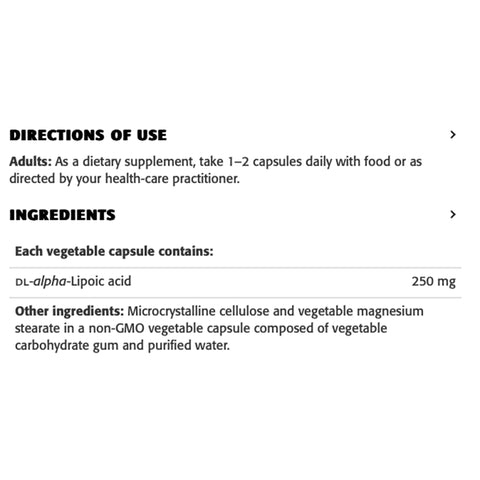 Alpha Lipoic 250mg (60 Caps)