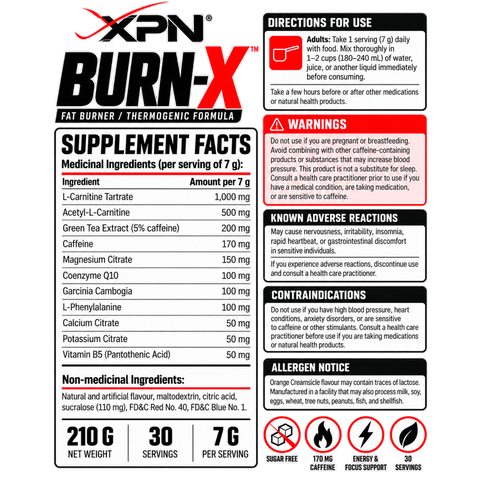 XPN Burn-X Fat Burner (30 Servs) - Best Before 12/2026