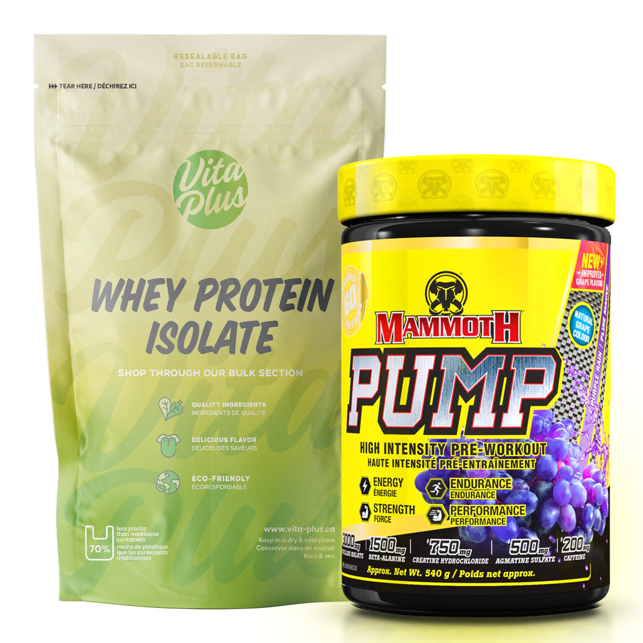 [COMBO] Bulk Whey Protein Isolate (5lb) + Mammoth Pump (60 Servings)
