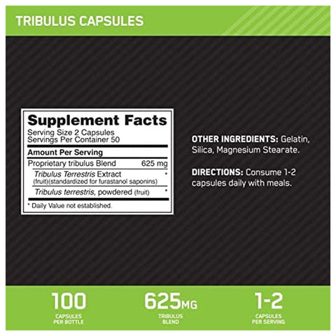 Optimum Nutrition Tribulus 625mg (100 Caps) - Best Before 04/23