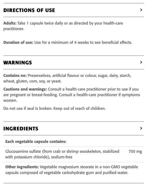 Glucosamine Sulfate 750mg (120 Caps)