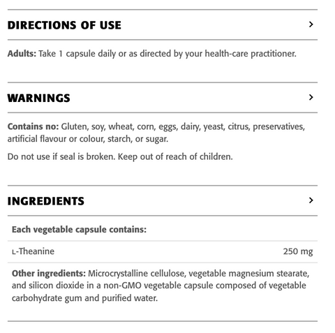 L-Theanine 250mg (60 Caps)