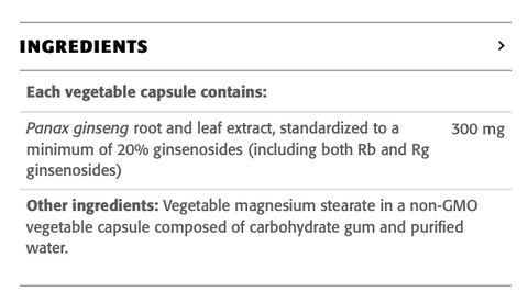 Panax Ginseng 300mg (90 Caps)