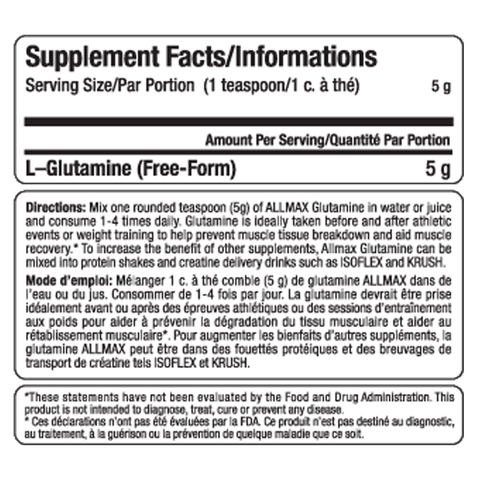 Glutamine 1000g (200 Servings)